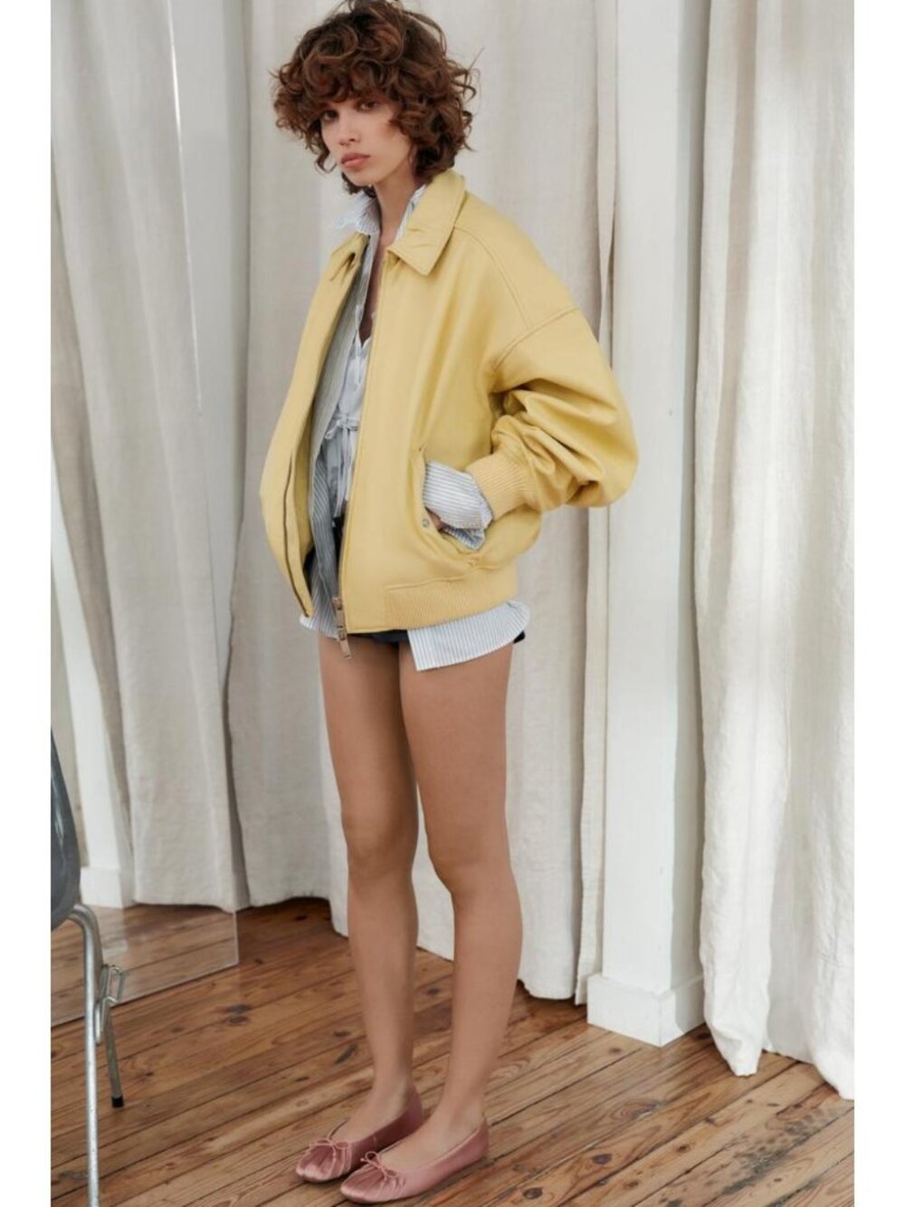 ZARA 100% LEATHER BOMBER JACKET